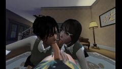 play 引人入胜的导师：青少年的野生三人三人性高潮与creampie